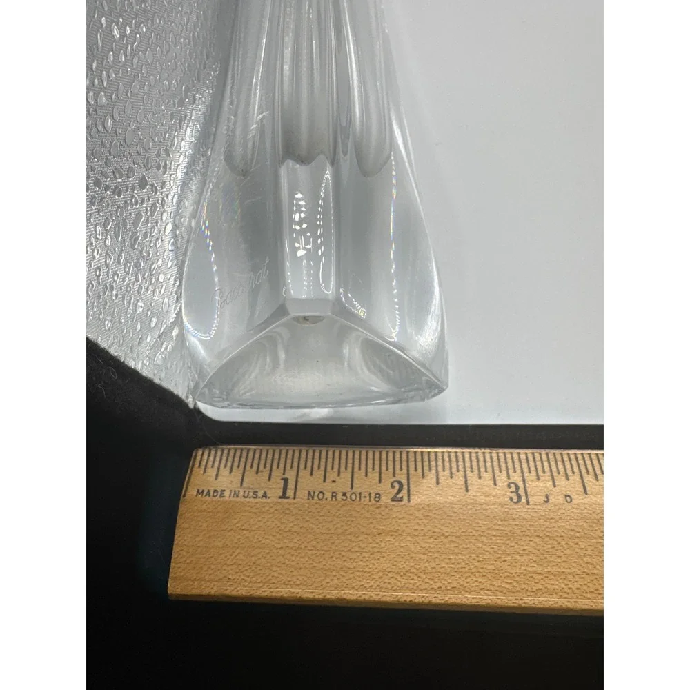Baccarat France Crystal Asymmetrical Slanted Bud Vase Modernist Clear 8.75